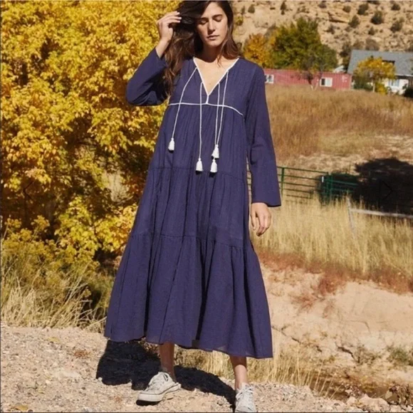 Christy Dawn | Dresses | Christy Dawn Paloma Gauze Midi Dress In Navy Blue  Size Xssmall | Poshmark
